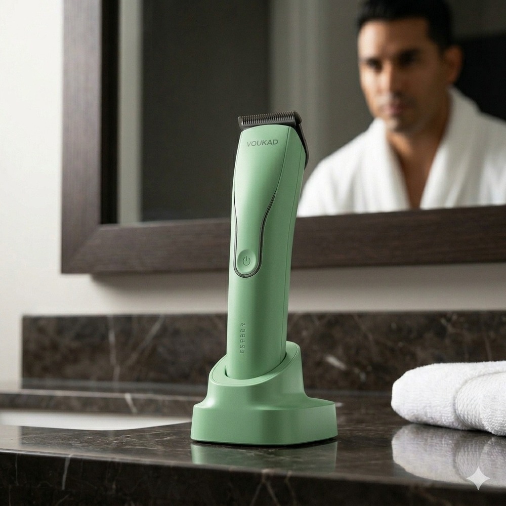Voukad Green Cordless Body Hair‎ Trimmer with Charging Dock - Brand New